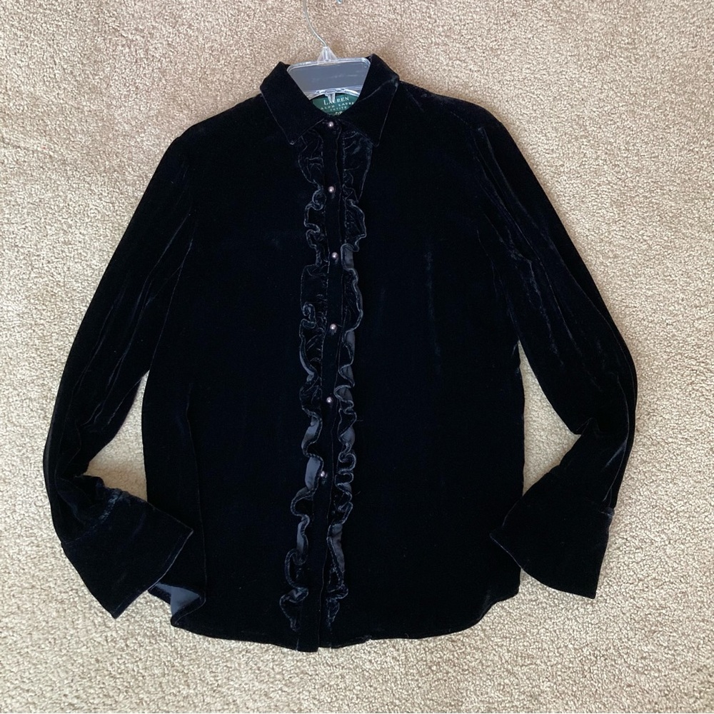 Lauren Ralph Lauren Black Velvet Top - size Petite